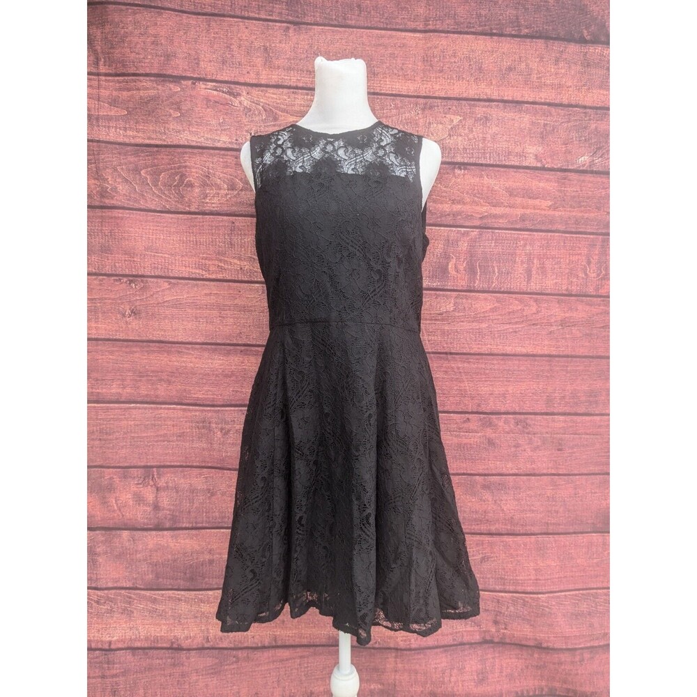 Banana Republic Black Lace Overlay Dress Size 8 Classy Witchy‎ Whimsy Goth
